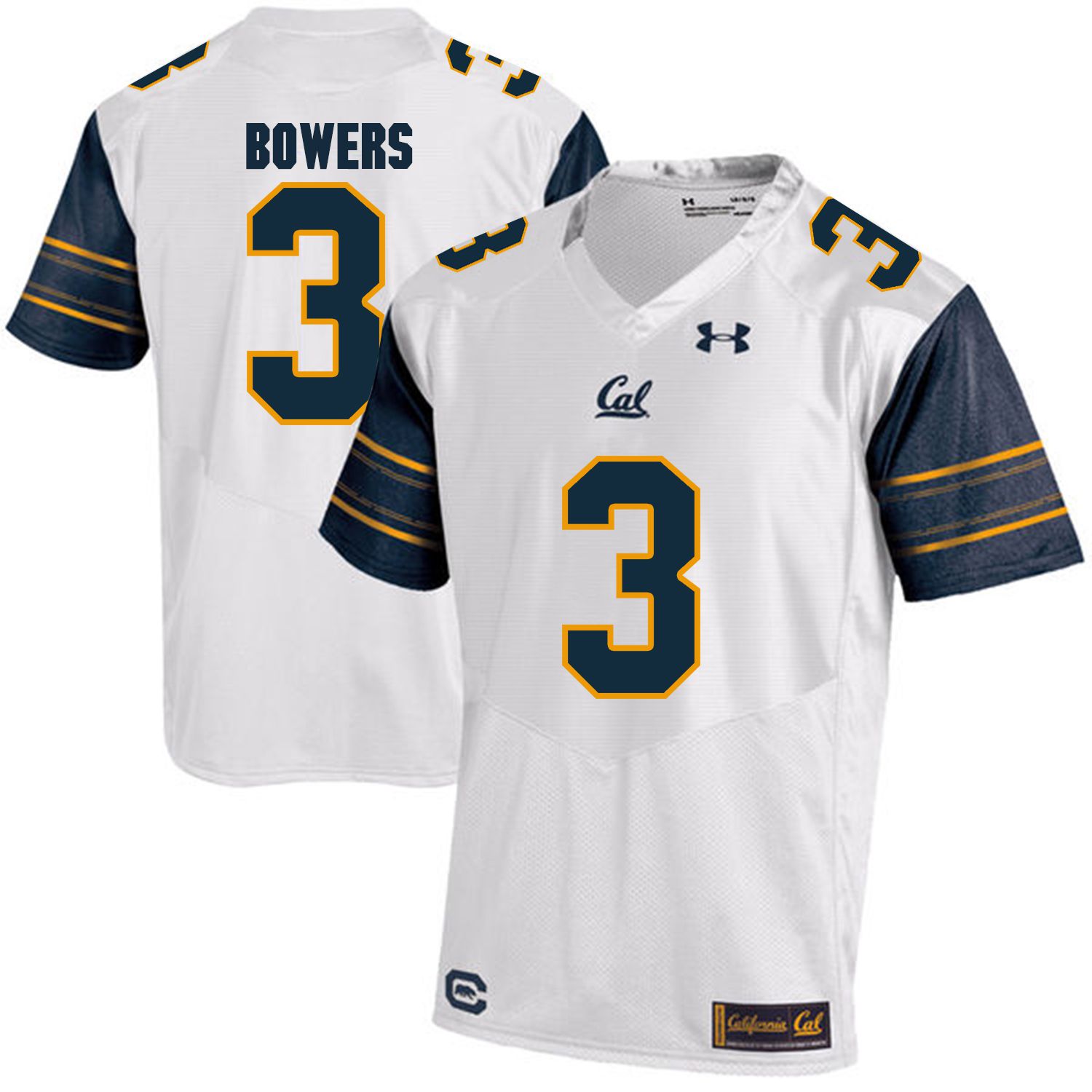 Men California Golden Bears 3 Ross Bowers White Customized NCAA Jerseys